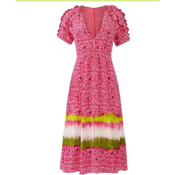 Tanya Taylor NWT Size 4 Ladies Multi Print  Luciana Midi Dress - Picture 1 of 11